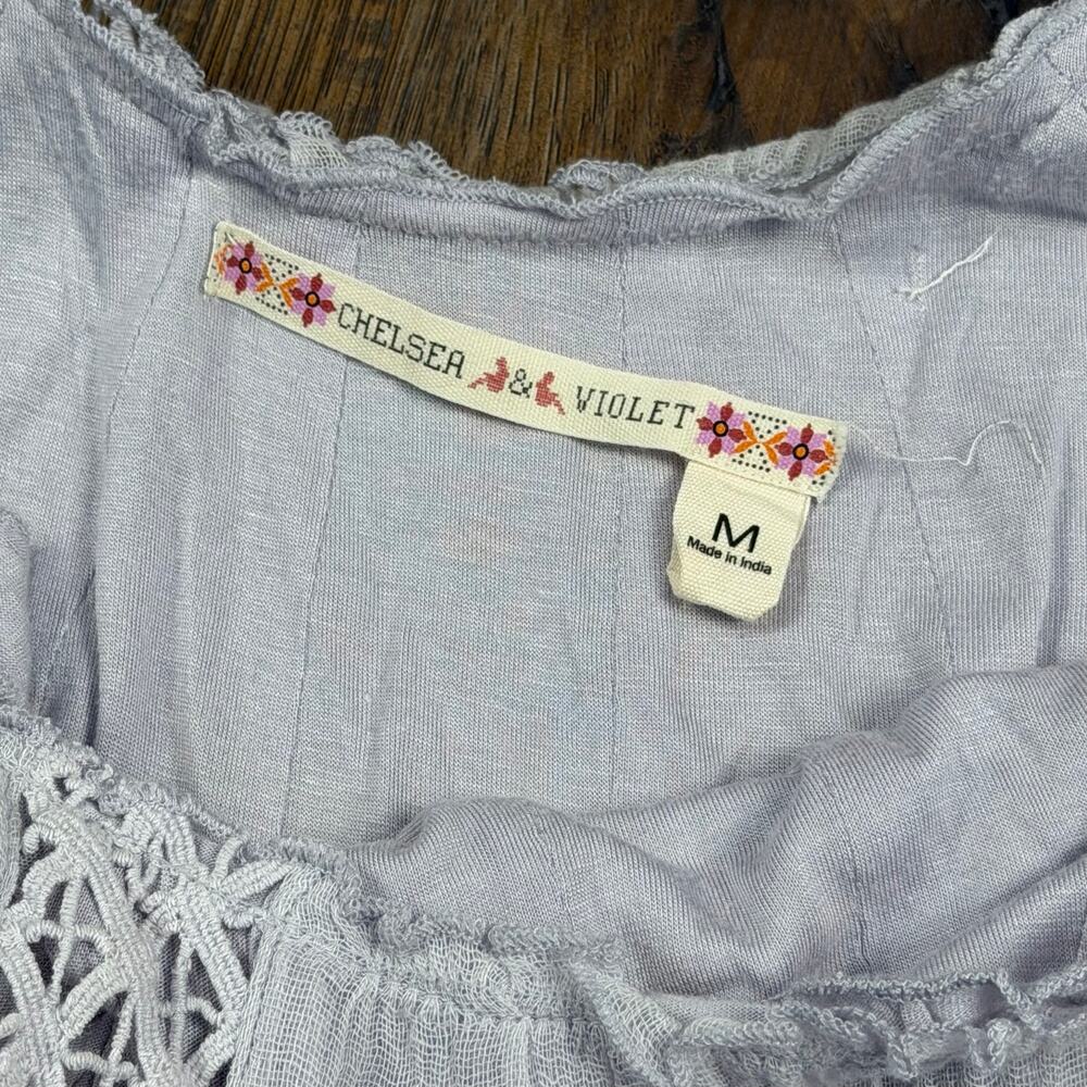 Chelsea & Violet MED boho lilac sleeveless strappy crochet lace mini tank dress - Picture 15 of 16
